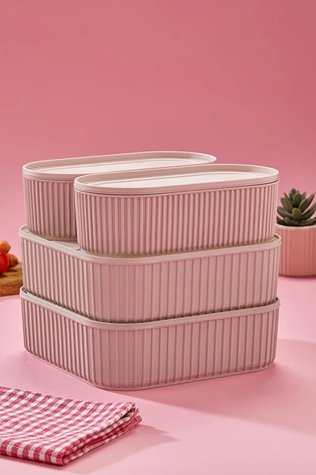 5 PARÇA PEMBE TAŞINABİLİR 17 LT. PİKNİK SEPETİ
